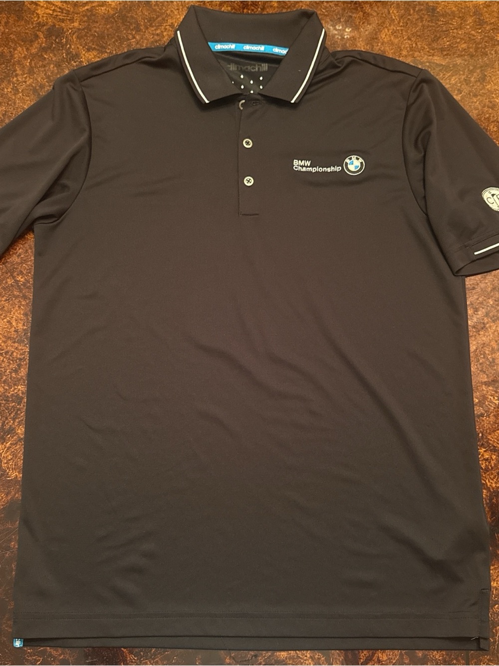adidas Men's Black Polo with White Piping